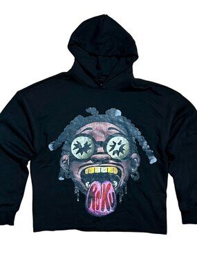 Roku Studios Be Yourself Black Graffiti Streetwear Graphic Hoodie, Men's Small